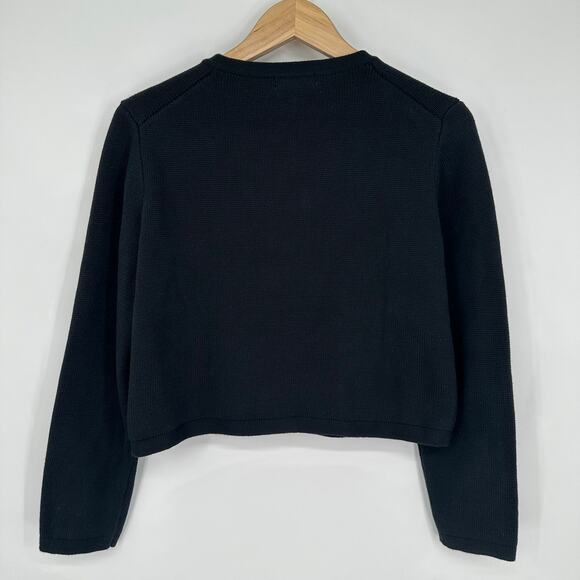 J. Crew Emilie Sweater Lady Jacket Gold Button Pocket Cropped Cardigan Black - Picture 8 of 11